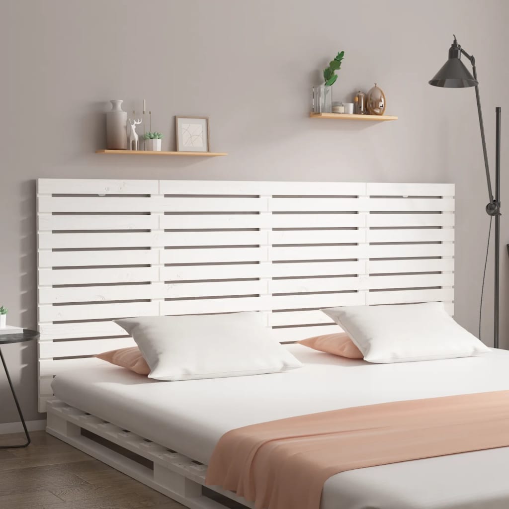 Cabecero cama de pared madera maciza pino blanco 106x3x91,5 cm