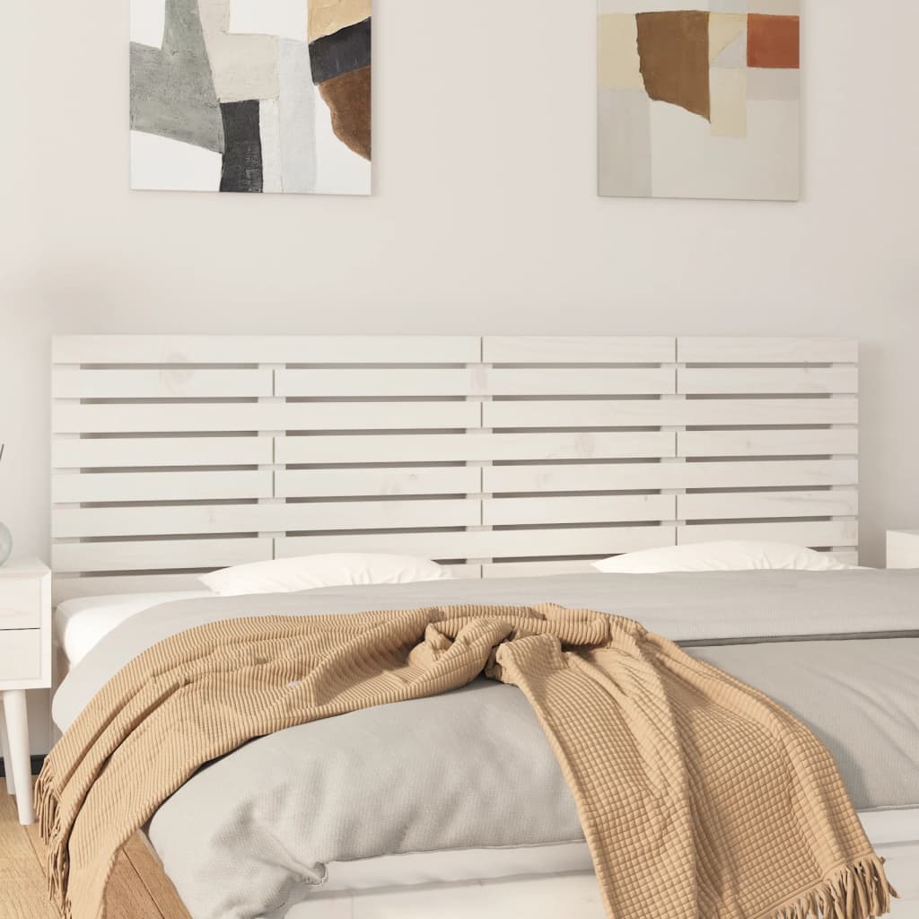 Cabecero cama de pared madera maciza pino blanco 106x3x91,5 cm