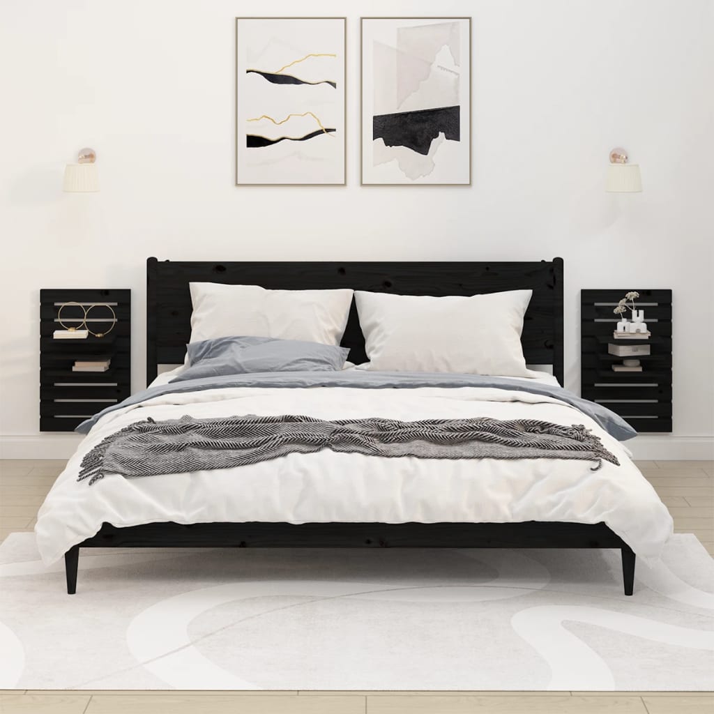 Estantes mesitas de pared 2 uds madera maciza de pino