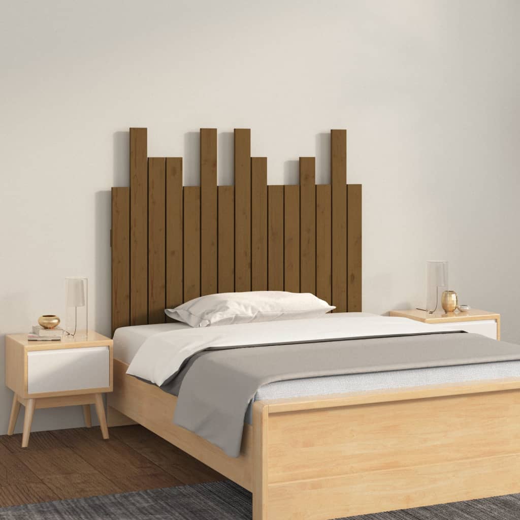 Cabecero cama de pared madera maciza pino blanco 106x3x91,5 cm
