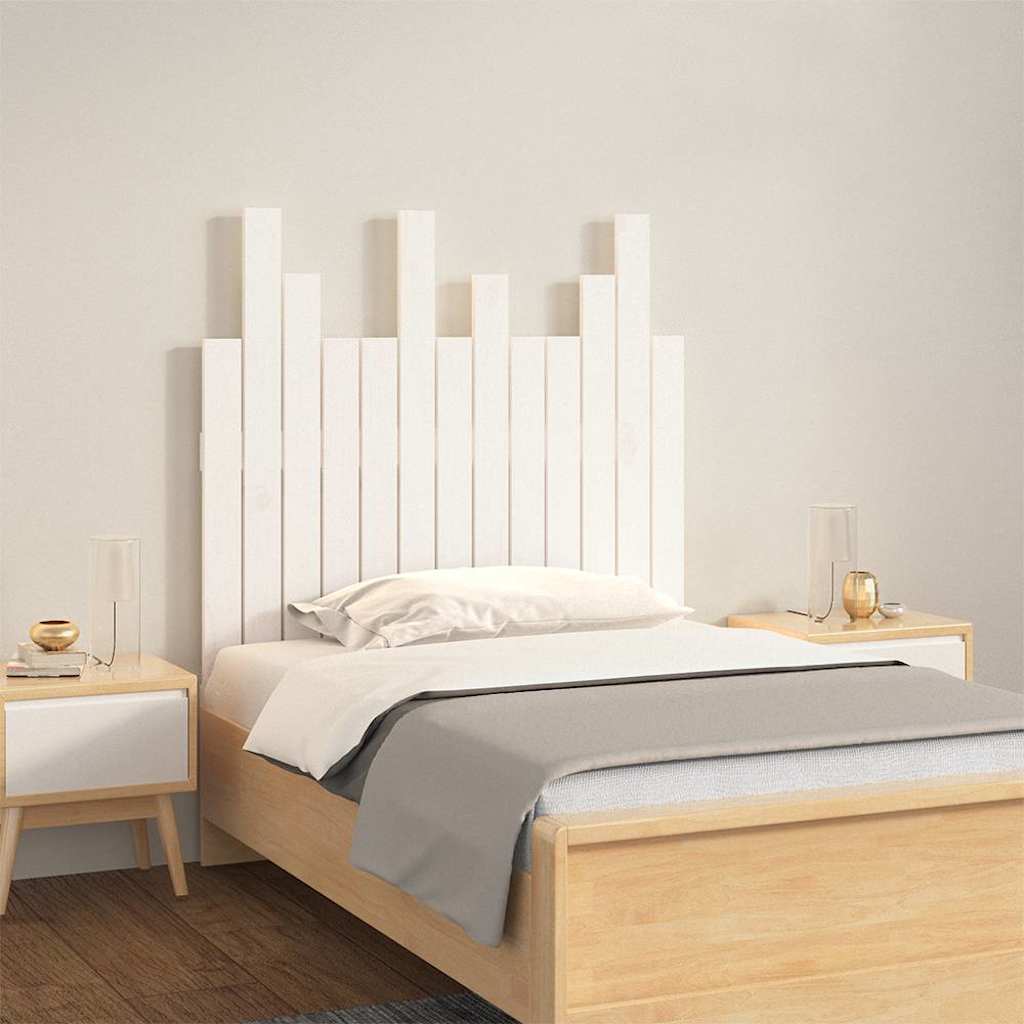 Cabecero cama de pared madera maciza pino blanco 106x3x91,5 cm