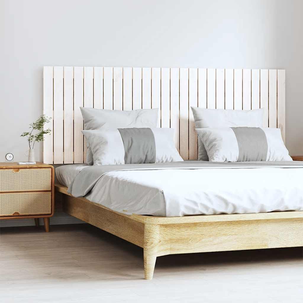 Cabecero cama de pared madera maciza pino blanco 106x3x91,5 cm