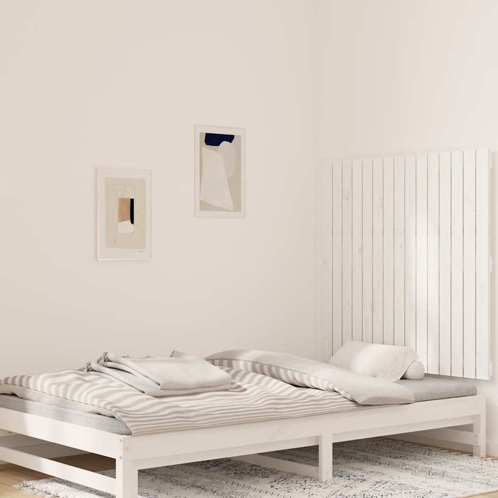 Cabecero cama de pared madera maciza pino blanco 106x3x91,5 cm