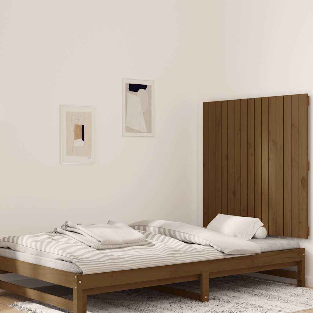 Cabecero cama de pared madera maciza pino blanco 106x3x91,5 cm