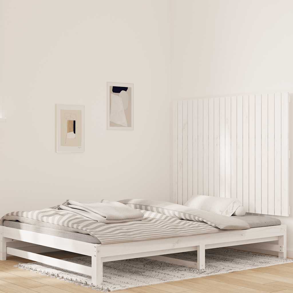 Cabecero cama de pared madera maciza pino blanco 106x3x91,5 cm