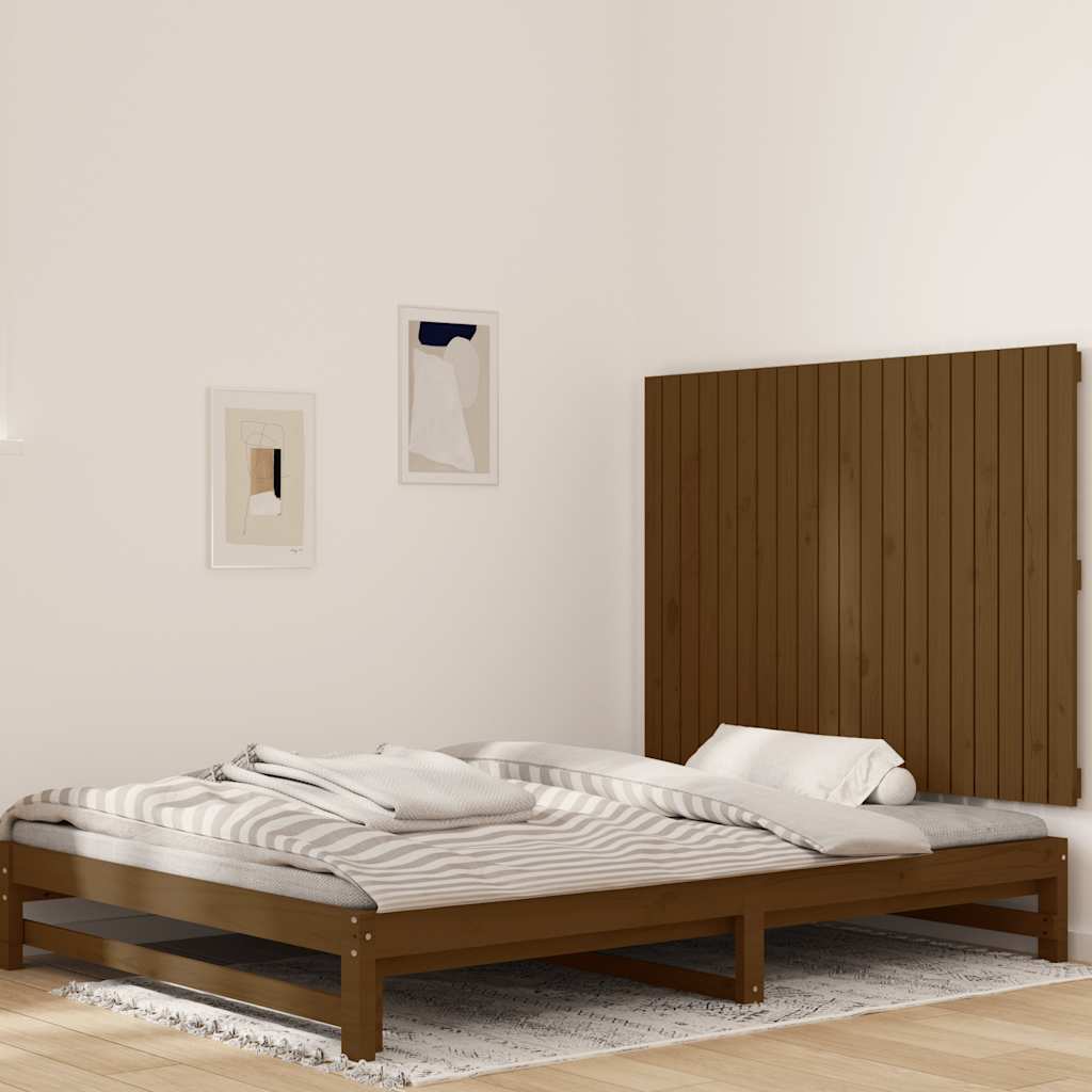 Cabecero cama de pared madera maciza pino blanco 106x3x91,5 cm