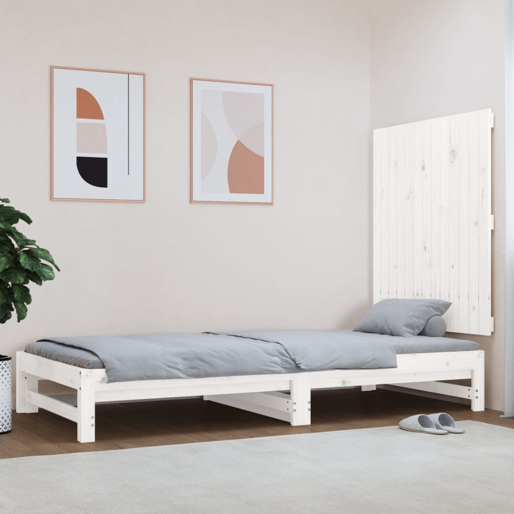Cabecero cama de pared madera maciza pino blanco 106x3x91,5 cm