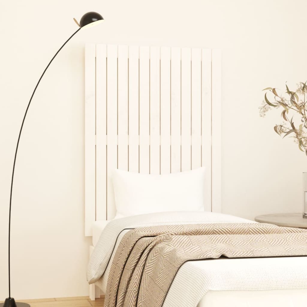 Cabecero cama de pared madera maciza pino blanco 106x3x91,5 cm
