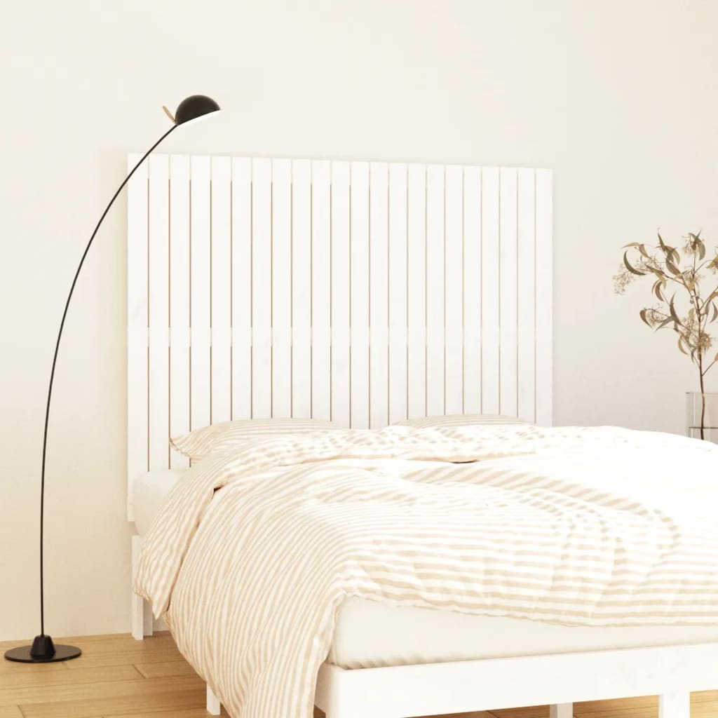 Cabecero cama de pared madera maciza pino blanco 106x3x91,5 cm