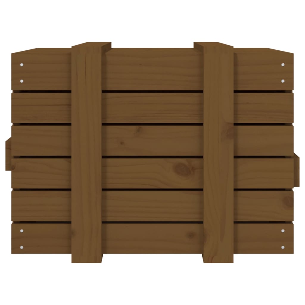 Caixa de arrumação em madeira maciça de pinho castanho mel 58x40,5x42 cm