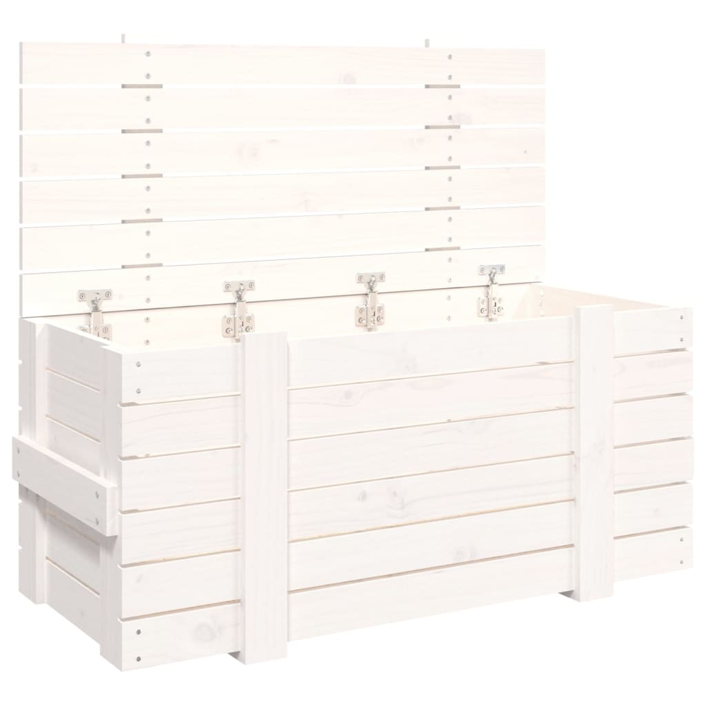 Caixa de arrumação em madeira maciça de pinho branco 91x40,5x42 cm