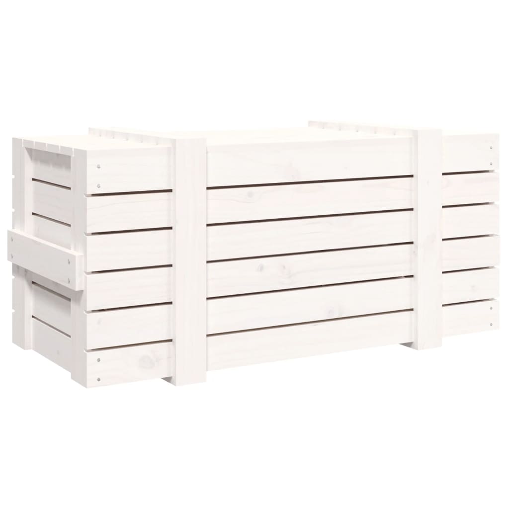 Caixa de arrumação em madeira maciça de pinho branco 91x40,5x42 cm