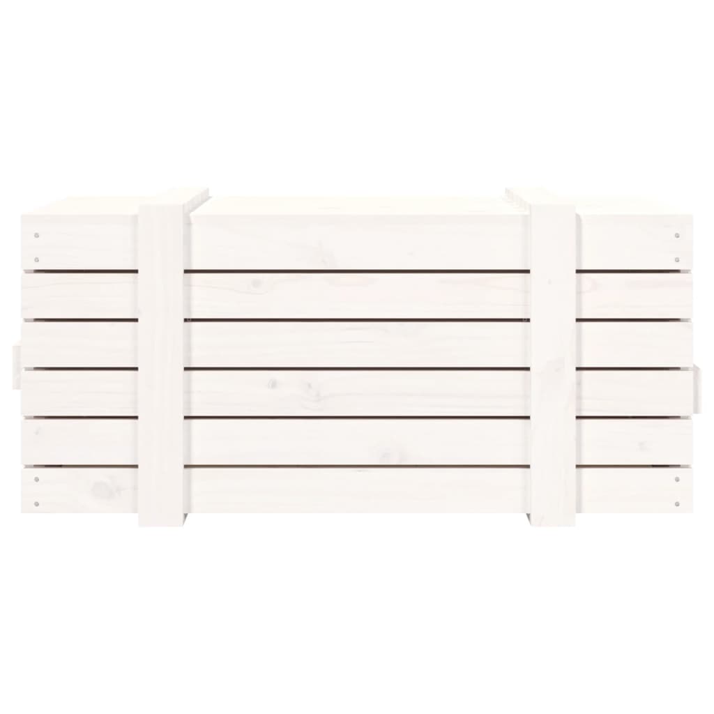 Caixa de arrumação em madeira maciça de pinho branco 91x40,5x42 cm