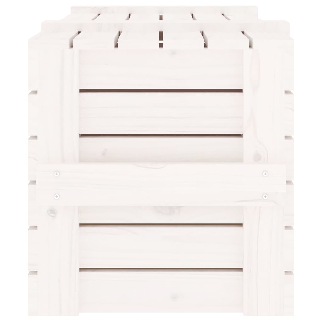 Caixa de arrumação em madeira maciça de pinho branco 91x40,5x42 cm