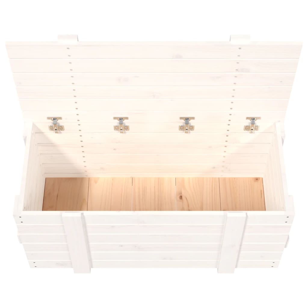 Caixa de arrumação em madeira maciça de pinho branco 91x40,5x42 cm