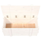 Caixa de arrumação em madeira maciça de pinho branco 91x40,5x42 cm