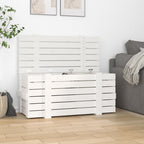 Caixa de arrumação em madeira maciça de pinho branco 91x40,5x42 cm