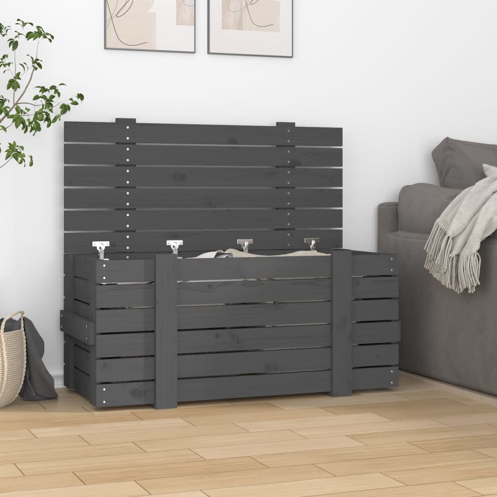 Caja de almacenaje madera maciza de pino blanco 91x40,5x42 cm