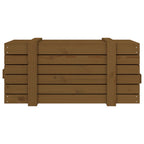 Caixa de armazenamento em madeira de pinho maciço, castanho mel, 91x40,5x42 cm