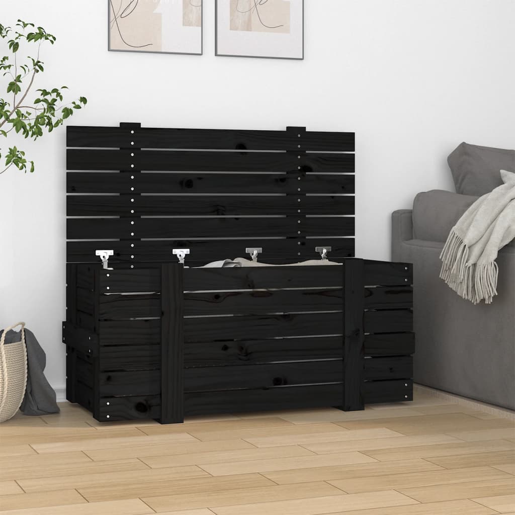 Caja de almacenaje madera maciza de pino blanco 91x40,5x42 cm