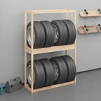 Soporte neumáticos madera maciza de pino negro 120x40x180 cm