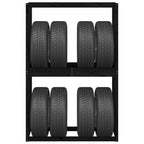 Soporte neumáticos madera maciza de pino negro 120x40x180 cm
