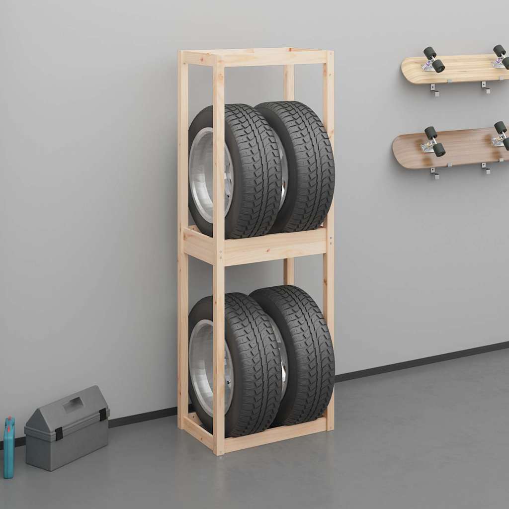 Soporte neumáticos madera maciza de pino negro 120x40x180 cm