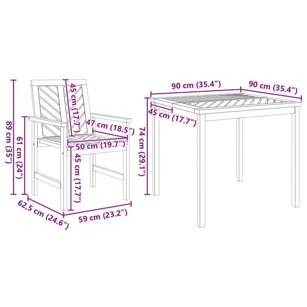Conjunto de Comedor de Jardín 3 pcs Marrón