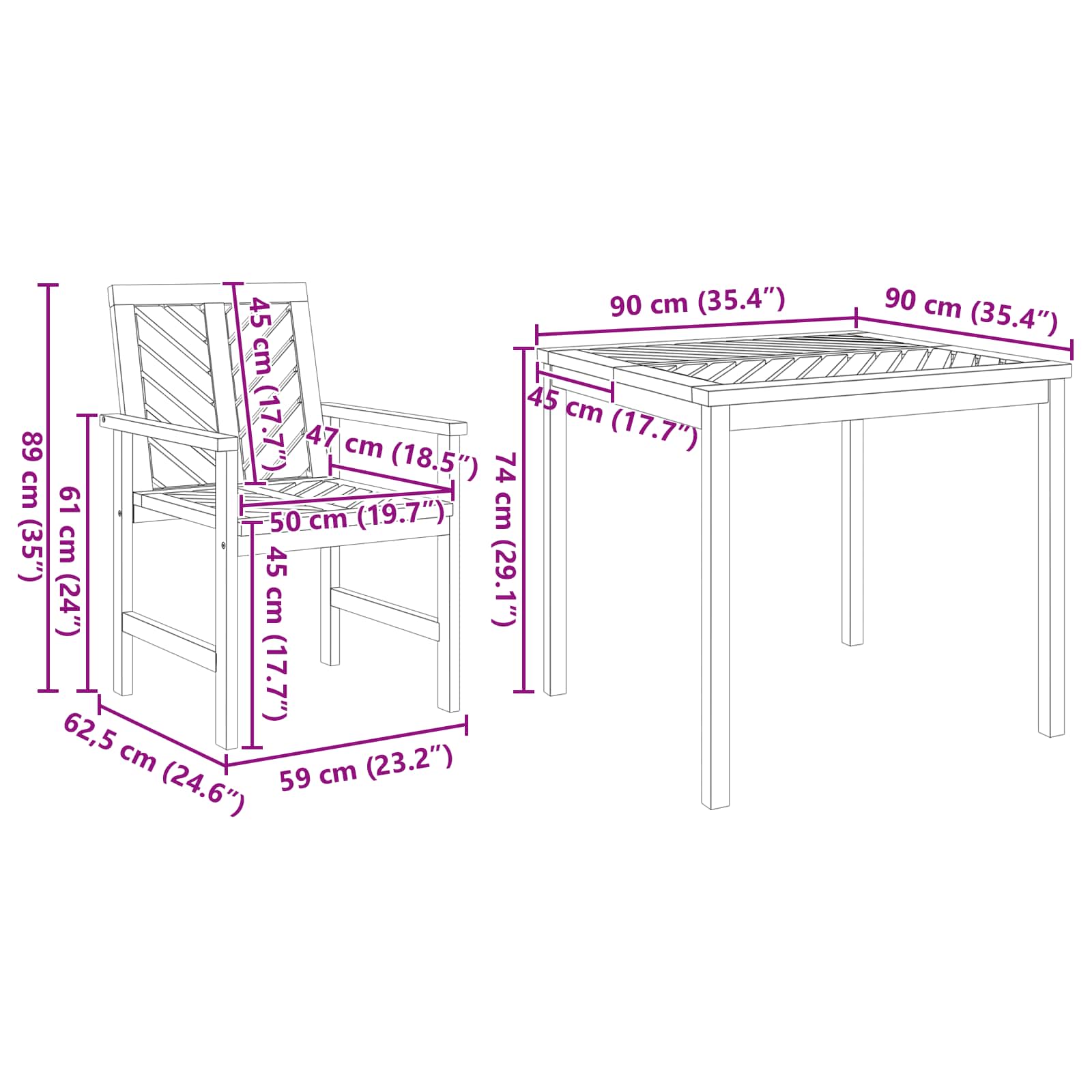 Conjunto de Comedor de Jardín 5 pcs Marrón