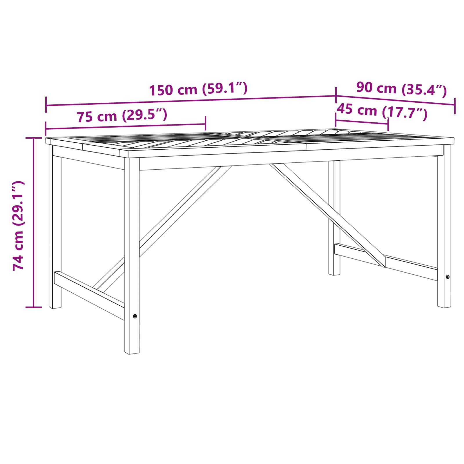 Conjunto de Comedor de Jardín 7 pcs Marrón