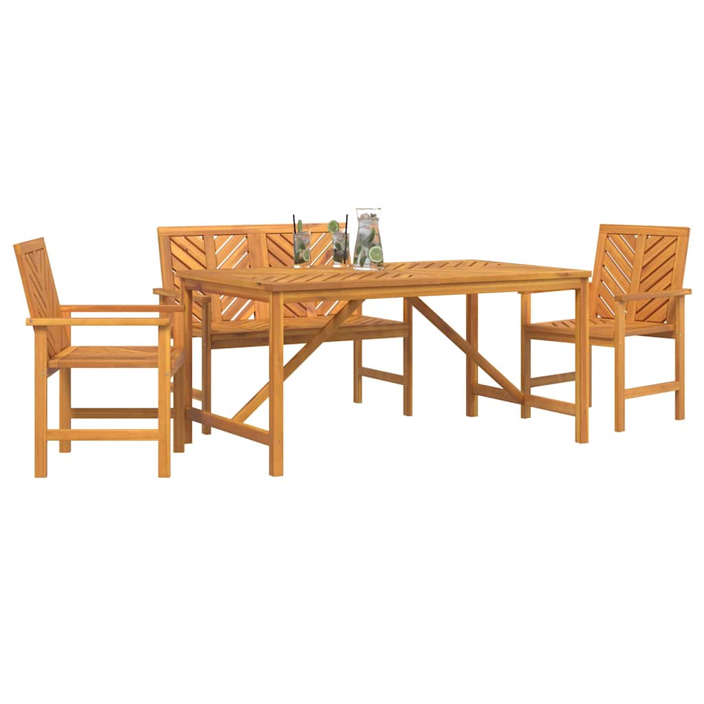 Conjunto de Comedor de Jardín 4 pcs Marrón