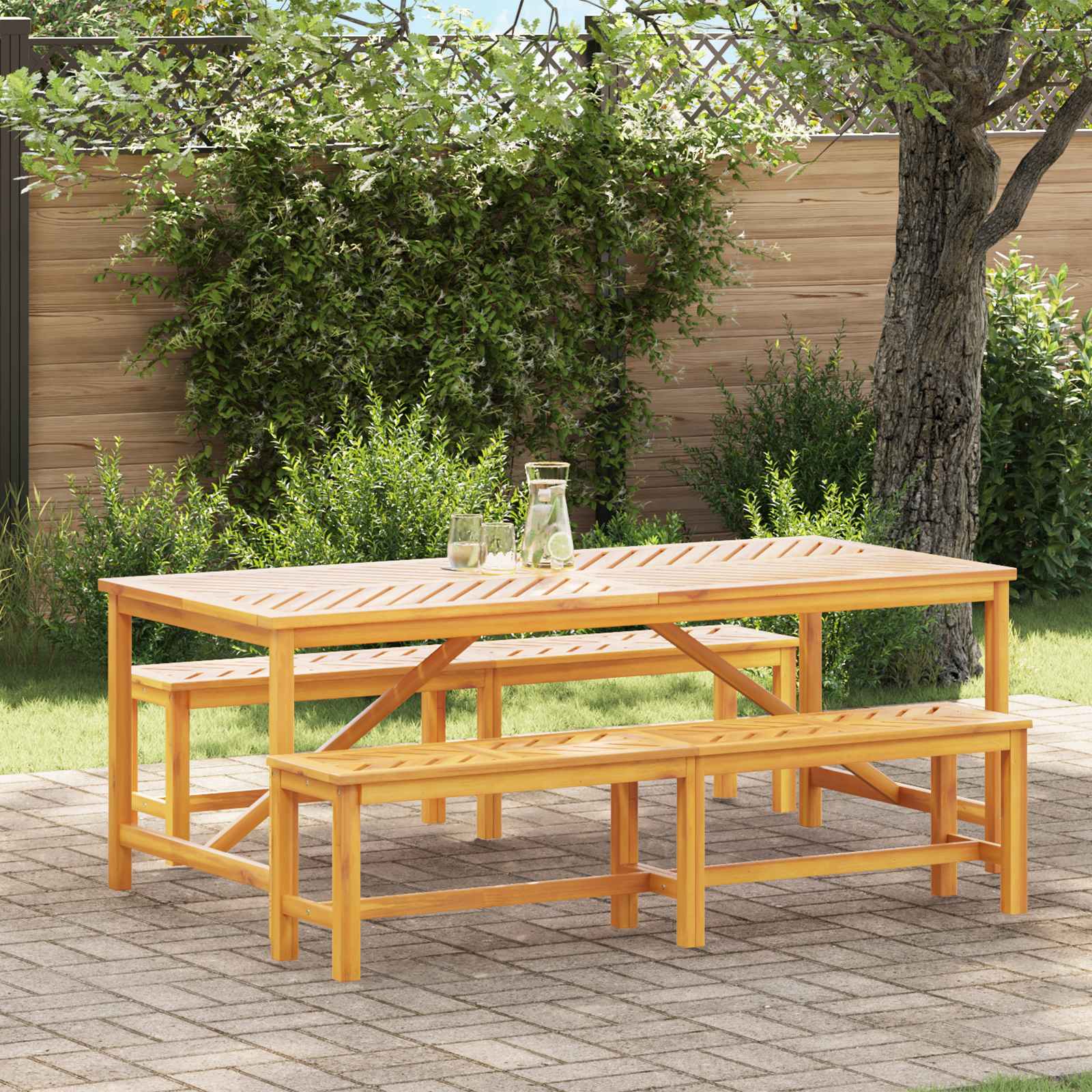 3 pcs Brown Garden Dining Set
