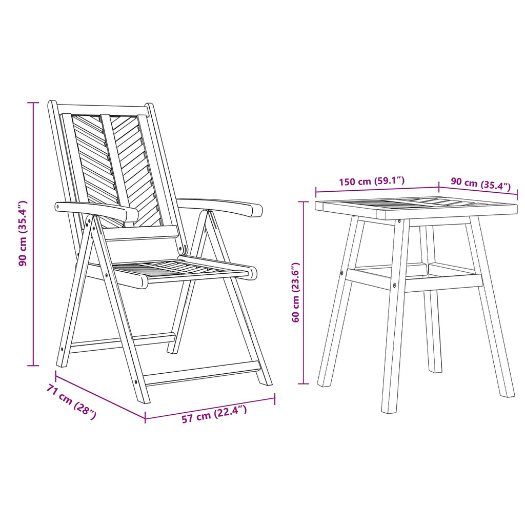 Conjunto de Comedor de Jardín 3 pcs Marrón