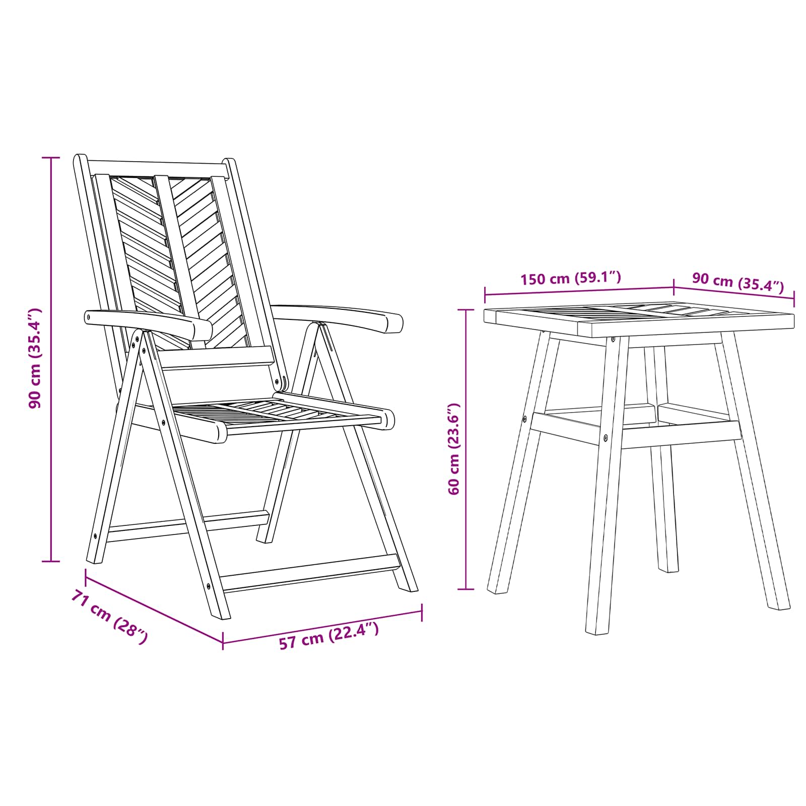 Conjunto de Comedor de Jardín 3 pcs Marrón