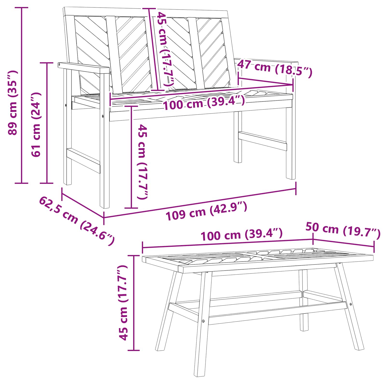 Conjunto de Sofás de Jardín 3 pcs Marrón