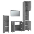 Set de muebles de baño 4 pzas madera contrachapada gris sonoma