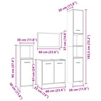 Set de muebles de baño 4 pzas madera contrachapada gris sonoma