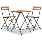Muebles cafetería plegables 3 piezas madera maciza teca y acero