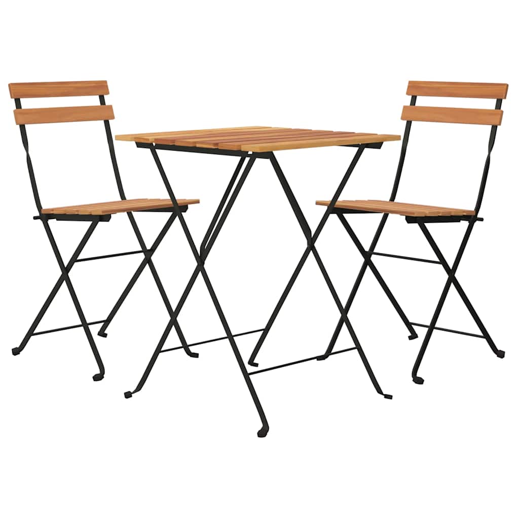 Muebles cafetería plegables 3 piezas madera maciza teca y acero