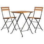Muebles cafetería plegables 3 piezas madera maciza teca y acero