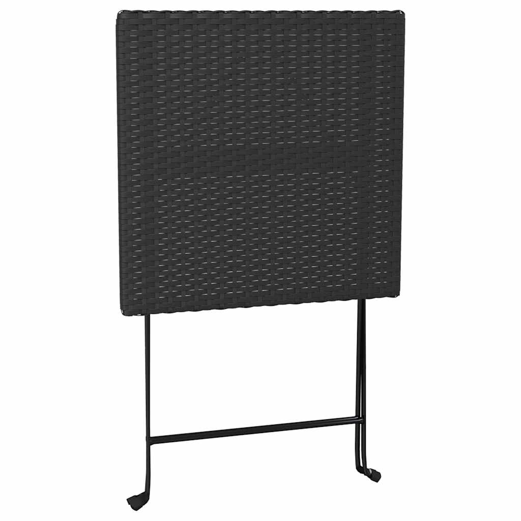 Juego bistró plegable 3 piezas ratán sintético negro