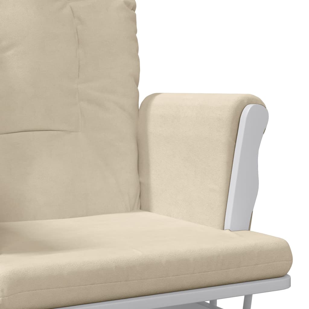 Sillón de lactancia con taburete tela blanco crema