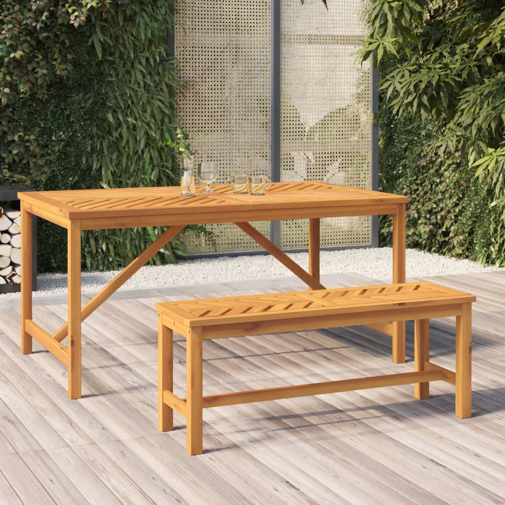 Banco de jardín madera maciza de acacia 109 cm