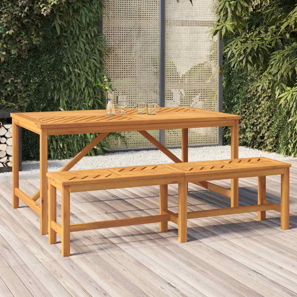 Solid acacia wood garden dining table 150x90x74 cm