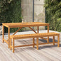 Mesa de jantar de jardim em madeira de acácia maciça 150x90x74 cm