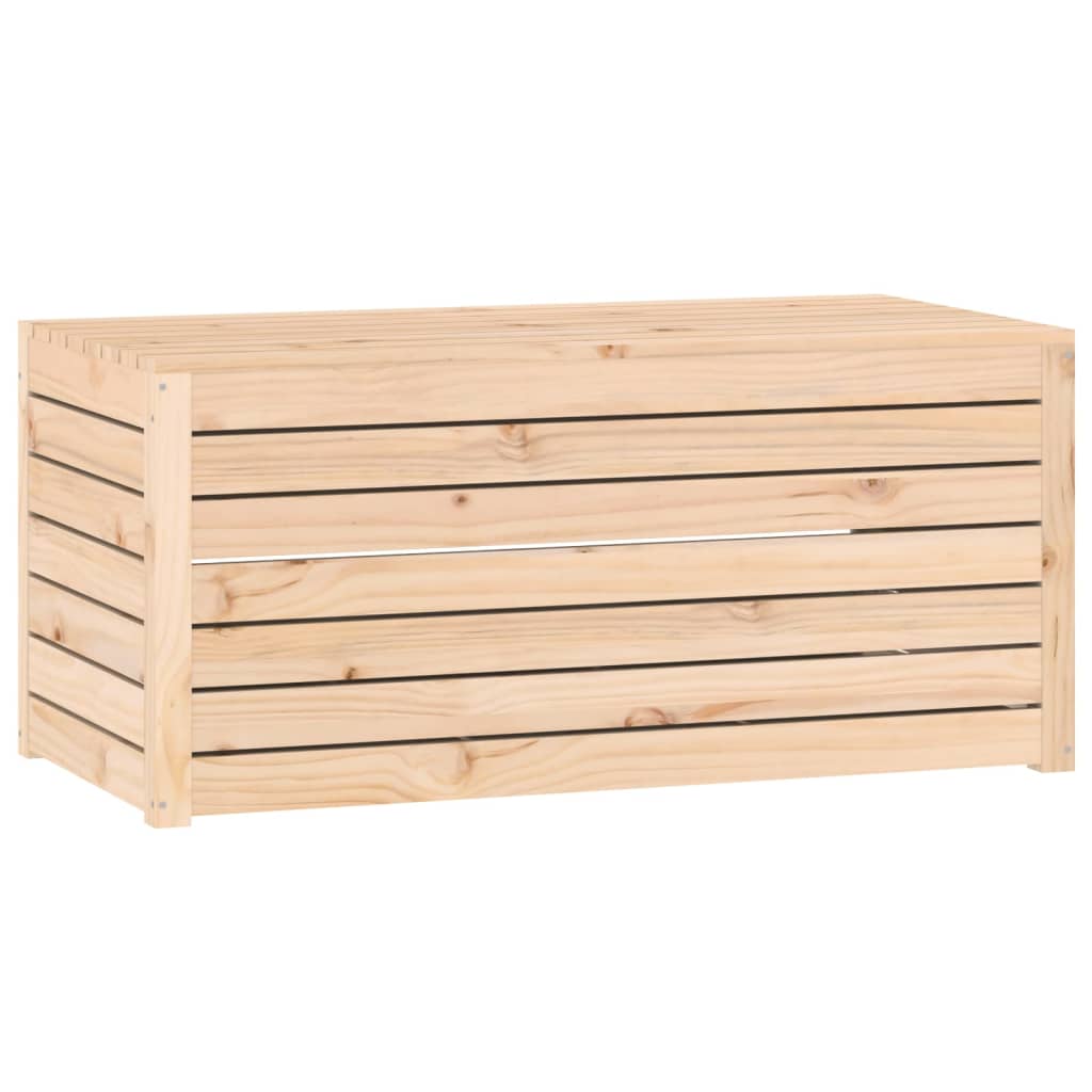Baúl de jardín madera maciza de pino 101x50,5x46,5 cm