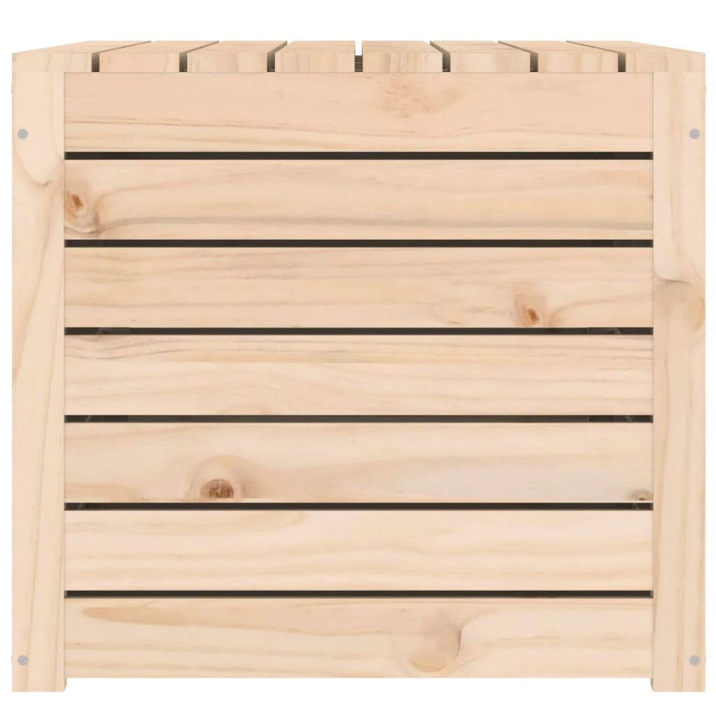 Baúl de jardín madera maciza de pino 101x50,5x46,5 cm
