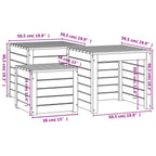 Set cajas de jardín 3 pzas madera maciza pino gris marrón miel