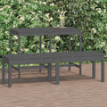 Banco jardín 2 plazas madera maciza pino negro 159,5x44x45 cm