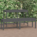 Banco jardín 2 plazas madera maciza pino negro 159,5x44x45 cm